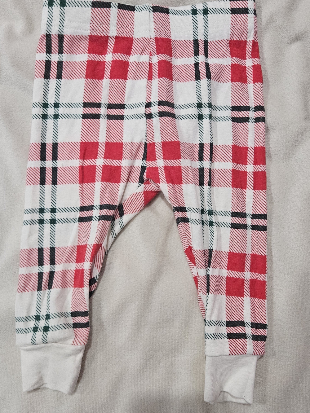 Old Navy Baby Christmas Plaid Pants, White, Red, Green - 12-18 Months
